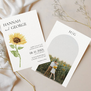 Invitation Mariage minimaliste de l'arc photo tournesol