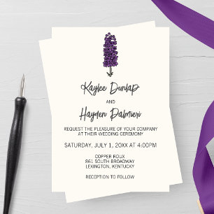 Invitation Mariage minimaliste de larkspur violet