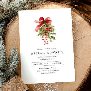 Invitation Mariage minimaliste de Noël d'hiver moderne