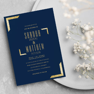 Invitation Mariage minimaliste de parties scintillant en or b