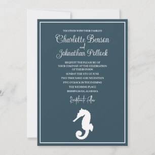 Invitation Mariage minimaliste de plage de cheval blanc