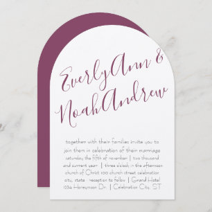 Invitation Mariage minimaliste de typographie Cassis Plum Pur