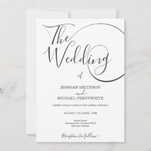 Invitation Mariage minimaliste de typographie de script moder