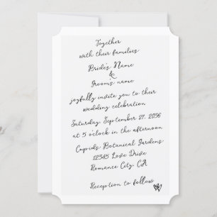 Invitation Mariage minimaliste de typographie écrite à la mai