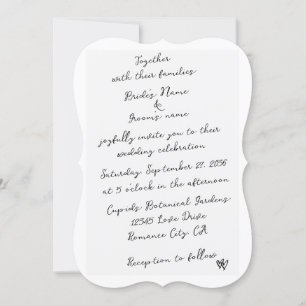 Invitation Mariage minimaliste de typographie écrite à la mai