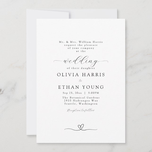Invitation Mariage minimaliste de typographie moderne (Devant)