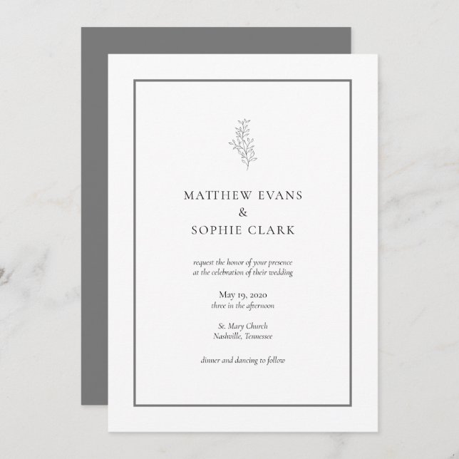 Invitation Mariage minimaliste de typographie moderne (Devant / Derrière)