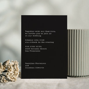 Invitation Mariage minimaliste de typographie noire