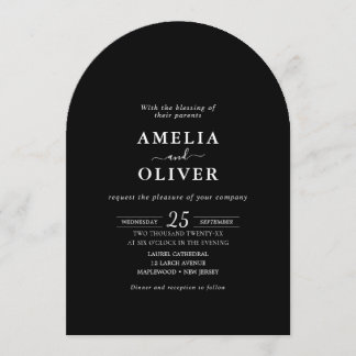 Invitation Mariage minimaliste de weekend moderne avec QR Arc