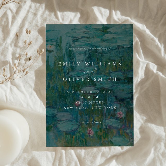Invitation Mariage minimaliste des nappes d'eau Claude Monet (Créateur téléchargé)