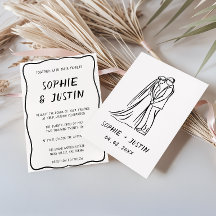 Mariage Minimaliste Dessiné à la Main Noir et Blan