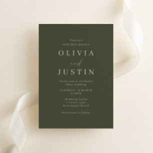Invitation Mariage minimaliste d'olive moderne