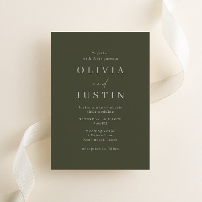 Invitation Mariage minimaliste d'olive moderne (Créateur téléchargé)