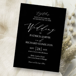 Invitation Mariage Minimaliste Élégant en Noir et Blanc