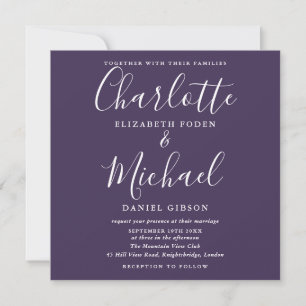 Invitation Mariage minimaliste élégant et violet