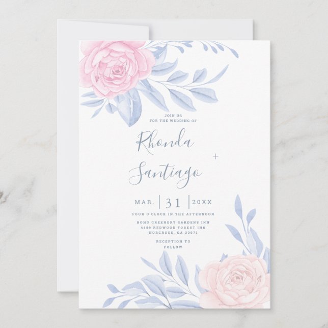 Invitation Mariage minimaliste élégant rose rose moderne (Devant)