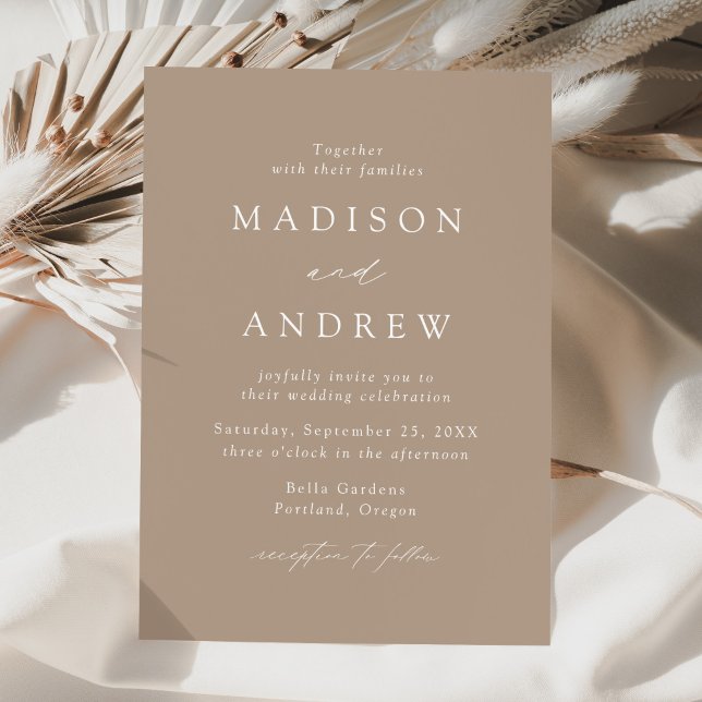 Invitation Mariage Minimaliste Élégant Taupe Moderne (Créateur téléchargé)