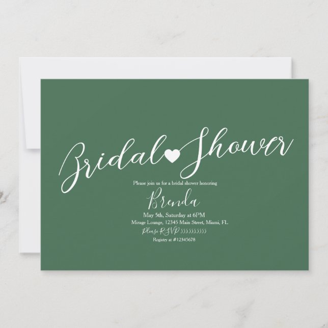 Invitation Mariage Minimaliste  Émeraude Simple (Devant)