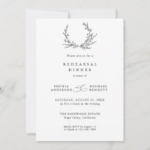 Invitation Mariage Minimaliste en Dessin au Trait Floral de R