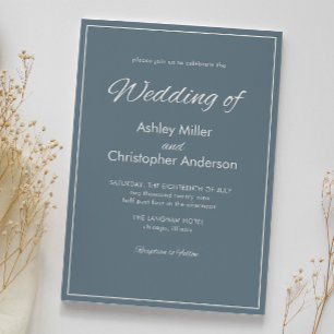 Invitation Mariage minimaliste en gris ardoise de script