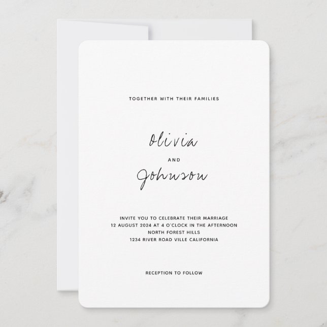 Invitation Mariage Minimaliste en Photo (Devant)