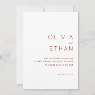 Invitation Mariage minimaliste en terre cuite
