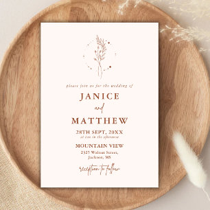 Invitation Mariage minimaliste en terre cuite brûlé Orange Bo