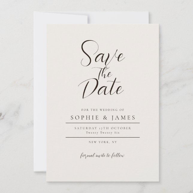 Invitation Mariage Minimaliste Enregistrer La Date (Devant)
