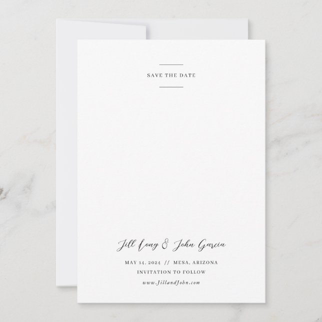 Invitation Mariage minimaliste Enregistrer la date (Devant)