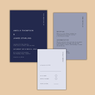 Invitation Mariage Minimaliste et Chic Bleu Nuit Moderne Simp