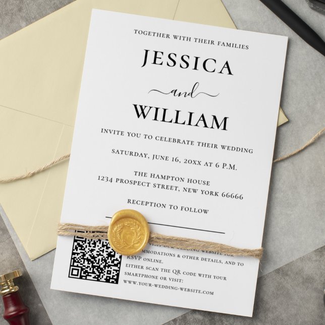 Invitation Mariage minimaliste et moderne avec code QR (Créateur téléchargé)