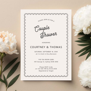 Invitation Mariage minimaliste et simple couple à douche arro