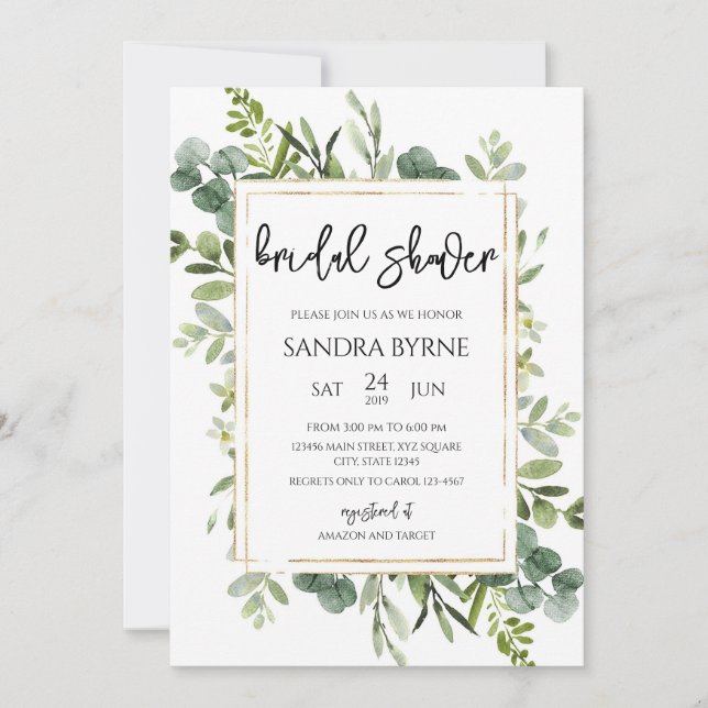 Invitation Mariage Minimaliste Eucalyptus (Devant)