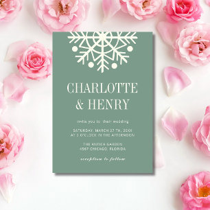 Invitation Mariage Minimaliste Flocon de Neige Eucalyptus & I