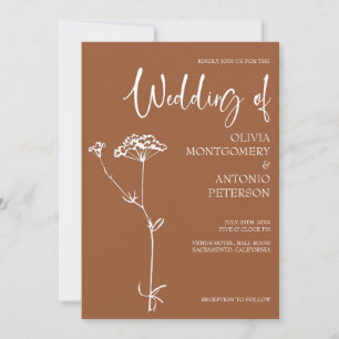 Invitation Mariage minimaliste Floral en terre cuite