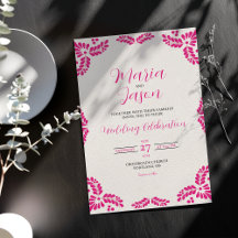 Mariage minimaliste floral rose Talavera mexicain