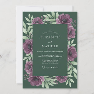 Invitation Mariage Minimaliste Forestier aux Feuilles de Prun