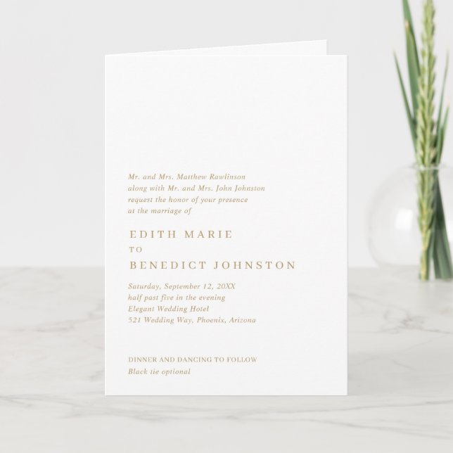 Invitation Mariage minimaliste Gold Modern (Devant)