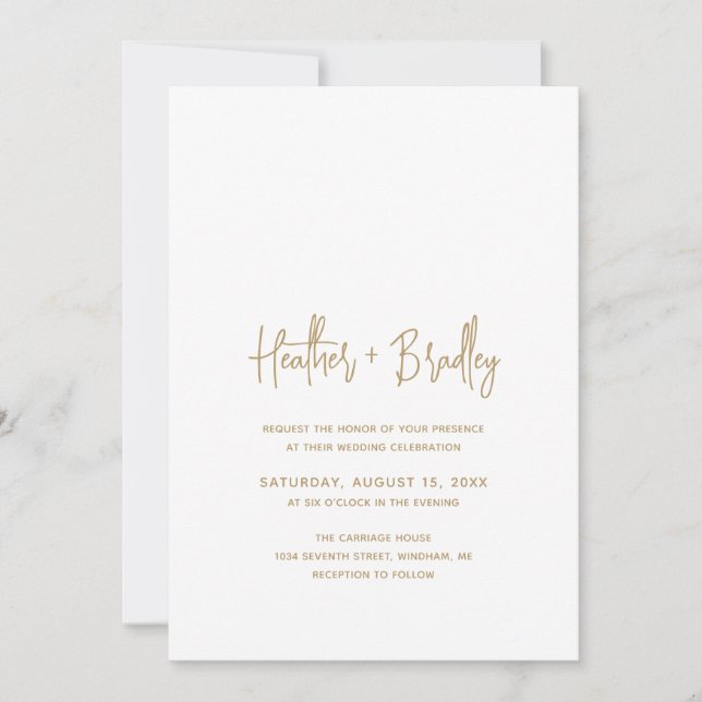 Invitation Mariage minimaliste Gold Modern (Devant)