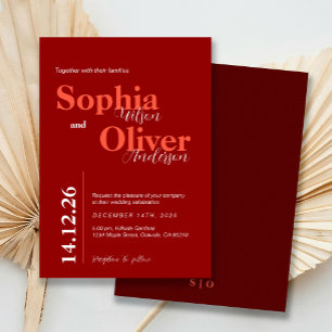 Invitation Mariage minimaliste gras Cherry rouge