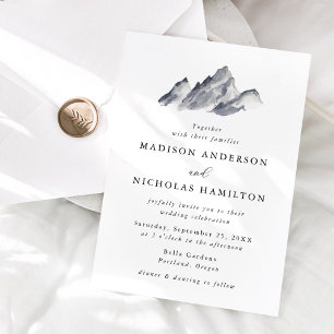 Invitation Mariage Minimaliste Gris Montagne