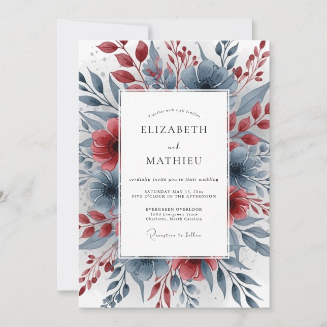 Invitation Mariage Minimaliste Gris Pierre Poli (Devant)