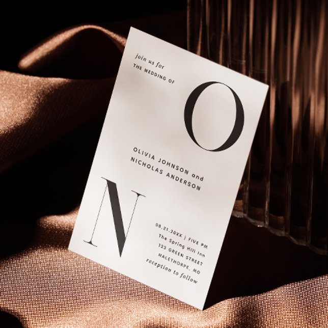 Invitation Mariage Minimaliste Initiales | Détails Modernes & (Créateur téléchargé)