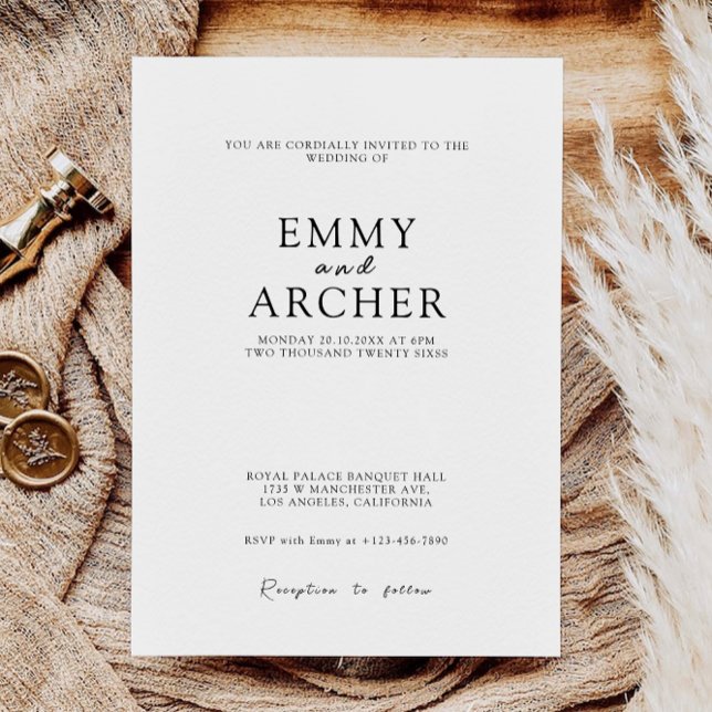 Invitation Mariage minimaliste invite Modèle (Minimalist Wedding Invites Template)
