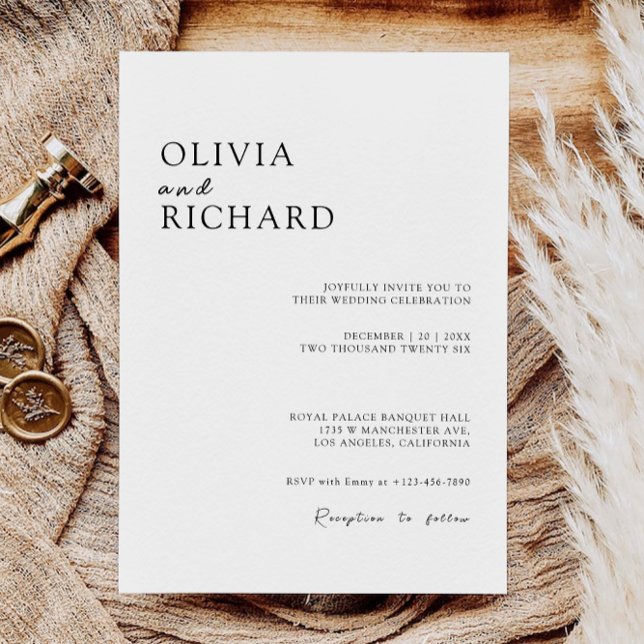 Invitation Mariage minimaliste invite Modèle (Minimalist Wedding Invites Template)