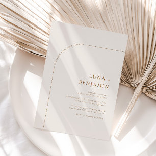 Invitation Mariage minimaliste ivoire et ambre de Bohême