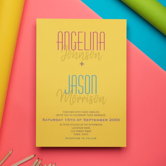 Invitation Mariage minimaliste jaune moderne (Créateur téléchargé)