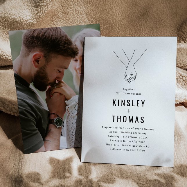 Invitation Mariage Minimaliste les Mains Enlacées (Créateur téléchargé)