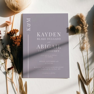 Invitation Mariage minimaliste Lilac Clean Line