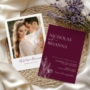 Invitation Mariage Minimaliste Luxueux Bordeaux